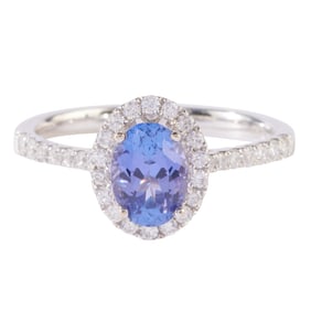 Tanzanite, Diamond, 14k White Gold Ring.