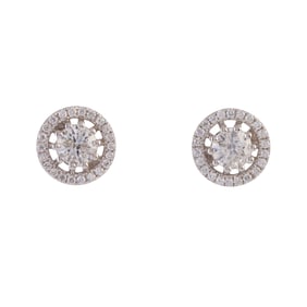 Pair of Diamond, 18k White Gold Earrings.