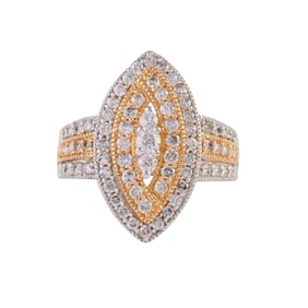 Diamond, 14k Yellow and White Gold Ring.