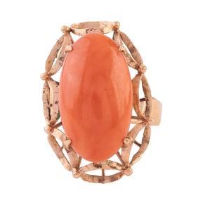 *Coral, 10k Yellow Gold Ring.