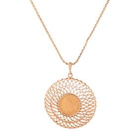 U.S. Gold Coin, 14k Yellow Gold Pendant Necklace.