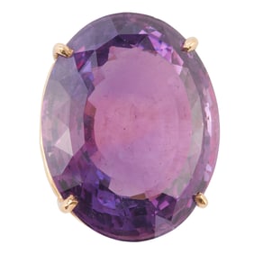 Amethyst, 14k Yellow Gold Pendant.