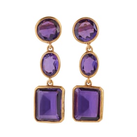 Pair of Amethyst, Vermeil Earrings.