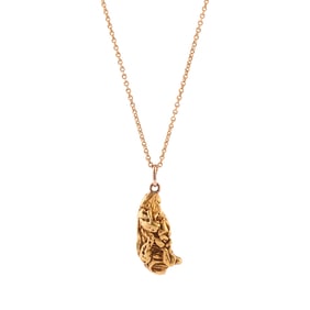 Gold Nugget, 14k Yellow Gold Pendant Necklace.