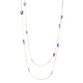 Sapphire, 14k Yellow Gold Necklace.