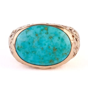 Turquoise, 14k Yellow Gold Ring.