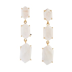 Pair of Moonstone, Vermeil Earrings.