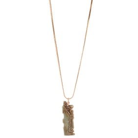 Egyptian Faience, 14k Yellow Gold Necklace.