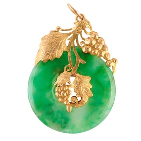 Jade, 14k Yellow Gold Pendant.