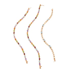 Three Multi-Stone, 14k Yellow Gold Bracelets.