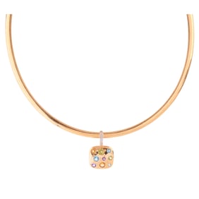 Multi-Stone, Diamond, 14k Yellow Gold Pendant Necklace.
