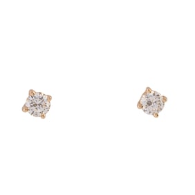 Pair of Diamond, 14k Yellow Gold Stud Earrings.