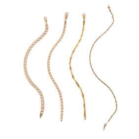 Collection of Four 14k Yellow Gold Bracelets.