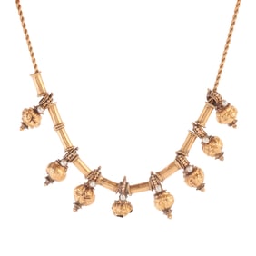Diamond, 14k Yellow and Rose Gold Pendant Necklace.