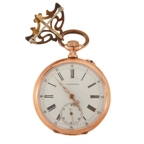 Longines Black Enamel, 14k Rose Gold Pocket Watch
