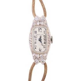 Longines Diamond, Platinum, Gold-Filled Wristwatch.