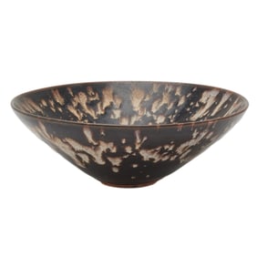 Chinese Oil Drop Glazed Conical Bowl