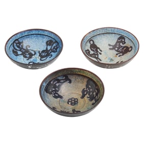 Three Chinese Jizhou Type Paper-Cut Tea Bowls