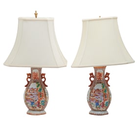 Pair of Chinese Export Famille Rose Vases as Lamps