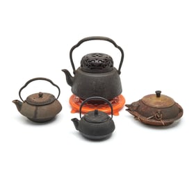 Four Japanese Iron Teapots