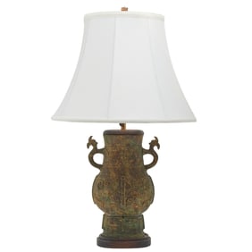 Chinese Bronze Hu Vase as Lamp