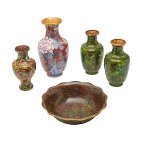Five Chinese Cloisonne Vessels