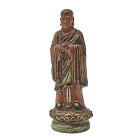 Chinese Enameled Terracotta Ananda Statue