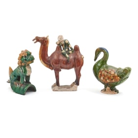 Three Chinese Sancai Glazed Animals