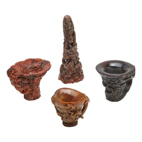 Four Chinese Horn Carvings