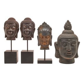 Four Chinese Busts of Buddhist Heads