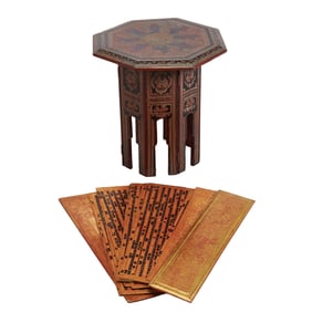Burmese Lacquered Stand and Religious Panel