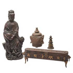 Four Chinese, Tibetan, and Gandhara Buddhist Items