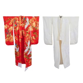 Two Japanese Embroidered Kimonos