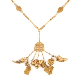 Chinese 24k Yellow Gold Chatelaine