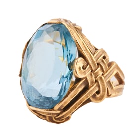 Art Nouveau Tiffany & Co. Aquamarine, 18k Yellow Gold Ring