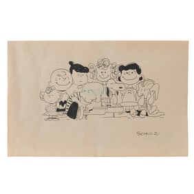 Charles M. Schulz, Peanuts, ink drawing