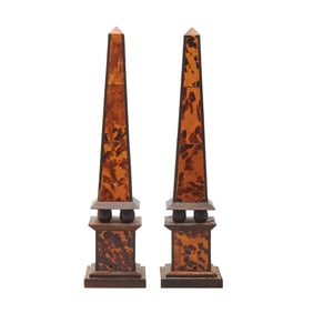 Pair of Rosewood Boulle Obelisks