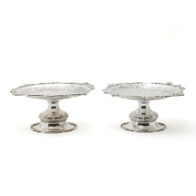 Pair of French Veyrat Sterling Silver Compotes