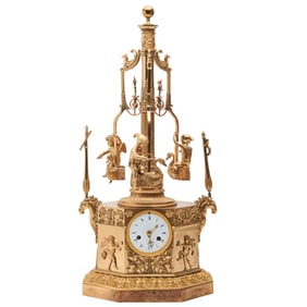 French Empire Figural Carousel Automaton Ormolu Clock