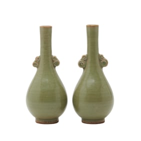 Pair of Chinese Celadon Glazed Vases