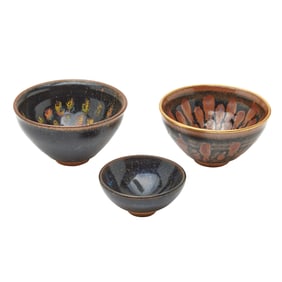 Three Chinese Jizhou Type Bowls