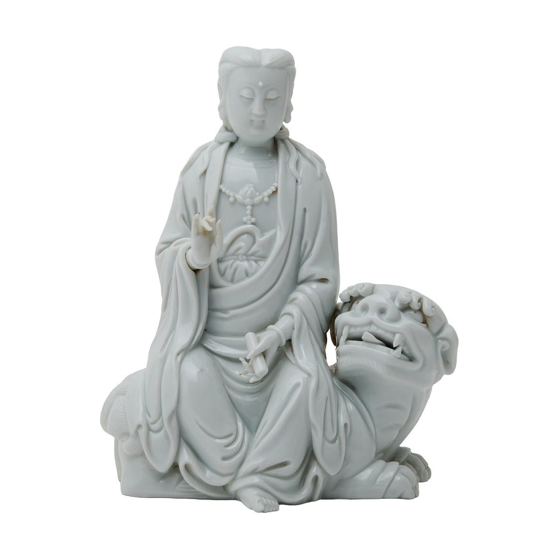 Chinese Seated Bodhisattva on Pixiu, Pu Ji Yu Ren Mark (1 of 4)