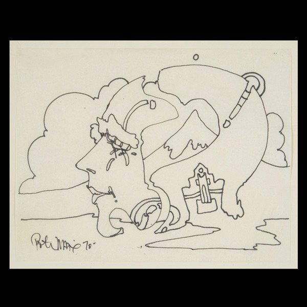 PETER MAX "Surreal Head, 1970" Ink on paper: PETER MAX (American b.1937) "Surreal Head, 1970" Ink on paper. Sheet: 8.5 x 11 inches/ 21.6 x 28 centimeters. Signed & dated lower left "Peter Max, 70" Frame: 23.25 x 27.25 inches/ 59 x 69.2 centimete
