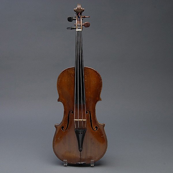 Violin, Signed Guermeno, with two bows, case: Italian Violin, Signed Guermeno, with two bows, and case {Length 24 inches]