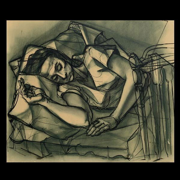FRANCIS DE ERDELY "Resting" : FRANCIS DE ERDELY (American 1904-1959) "Resting" Ink wash on paper. 22 x 26.25 inches/ 55.8 x 66.7 centimeters. Signed lower right "De Erdely"