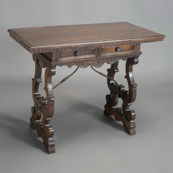 Baroque Style Trestle Table with Iron Supports: Baroque Style Trestle Table with Iron Supports {Dimensions 31 x 39 x 20 1/2 inches}