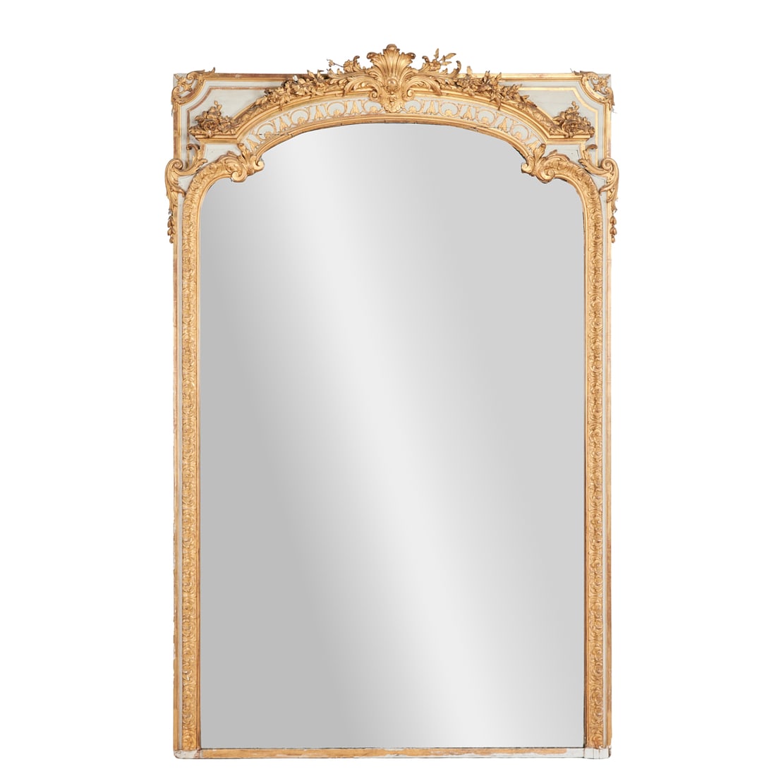 Large Louis XV Style Painted Giltwood Mirror (1 of 3)