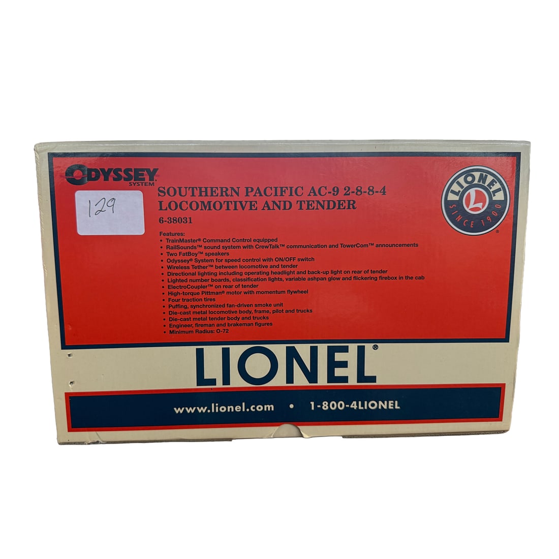 Lionel 6-38031 Southern Pacific AC-9 2-8-8-4 Locomotive: Lionel 6-38031 Southern Pacific AC-9 2-8-8-4 Locomotive and Tender.