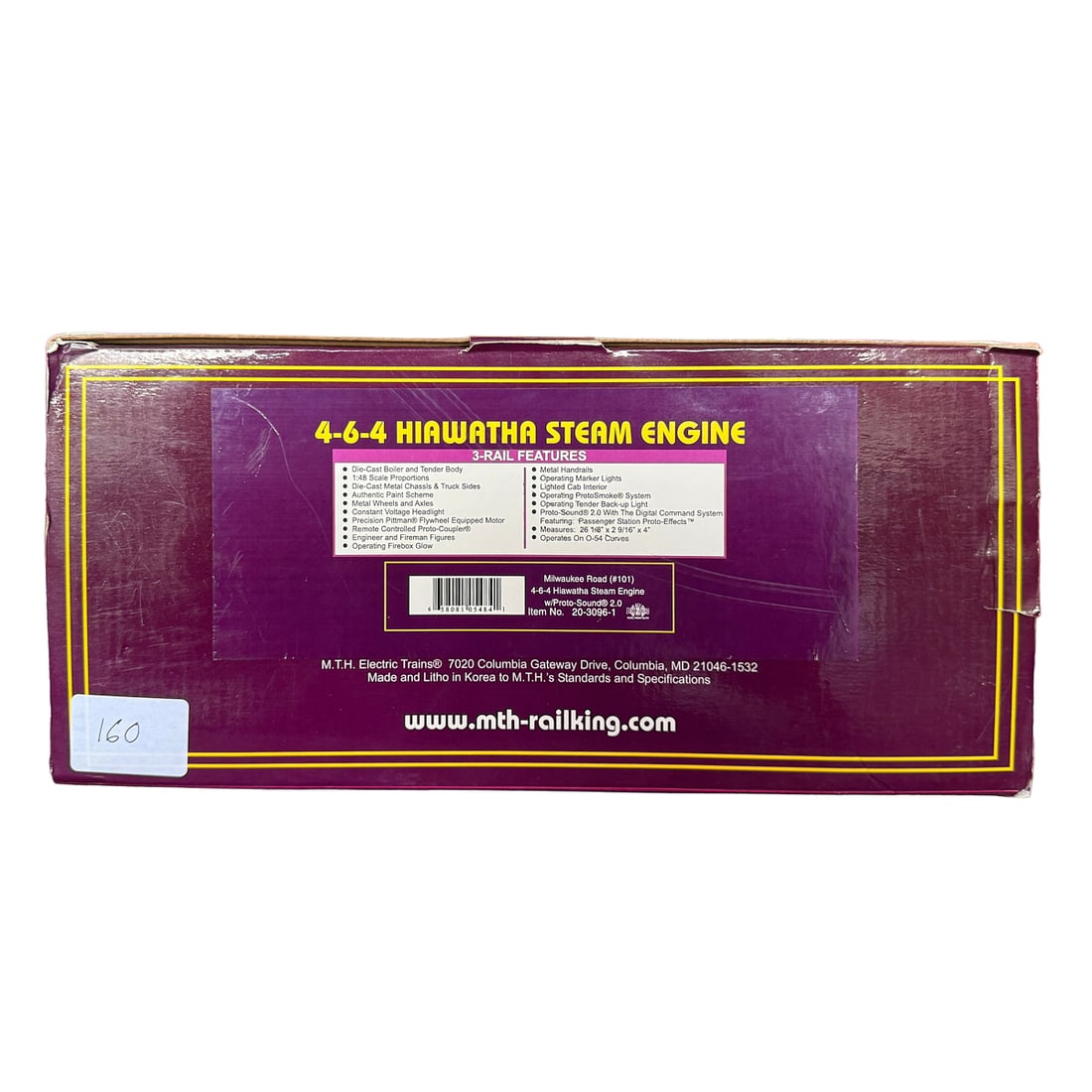 MTH 20-3096-1, 4-6-4 Hiawatha Steam Engine. (1 of 1)