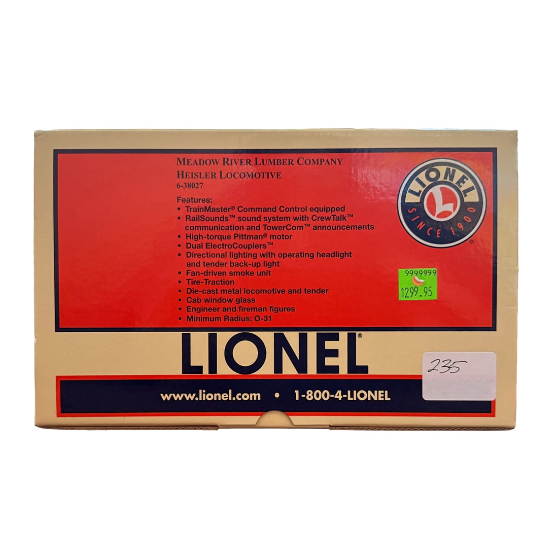Lionel Meadow River Lumber Co. Heisler Locomotive.: Lionel 6-38027 Meadow River Lumber Co. Heisler Locomotive.